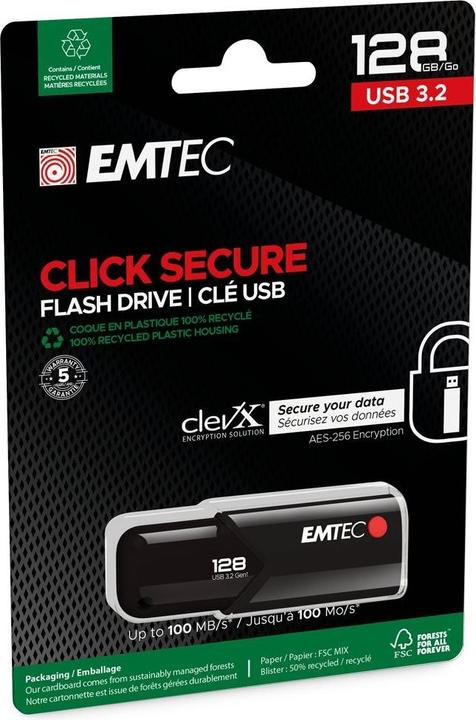 Actual product image Emtec B120 Click Secure (128 GB, USB-A)