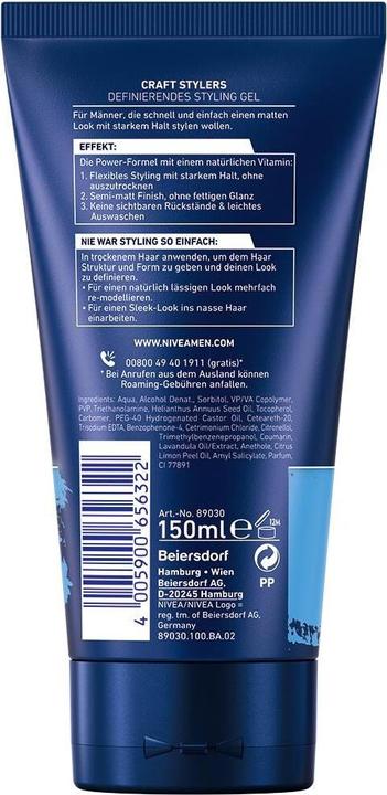 Immagine prodotto NIVEA MEN Craft Stylers Defining Styling Gel (Gel per capelli, 150 ml)