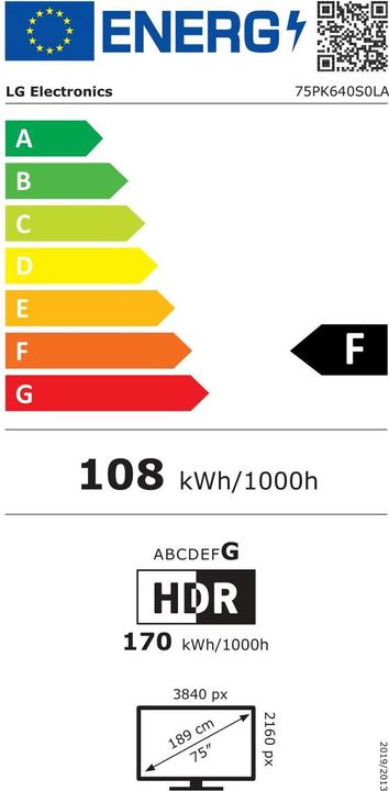 Energie-Label LG Hotel-TV 75PK640S 75 (75", LED, 4K)