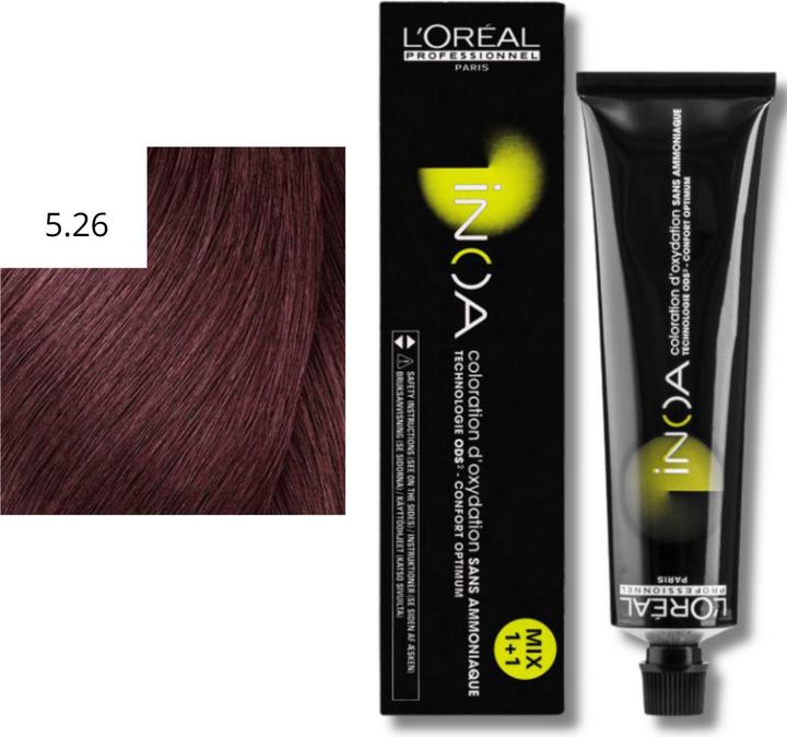 Image du produit L'Oréal Professionnel Paris Inoa INOA coloration pour cheveux 5,26 brun clair irisé rouge / 60 ml (5,26 Marron clair Irisé Rouge)