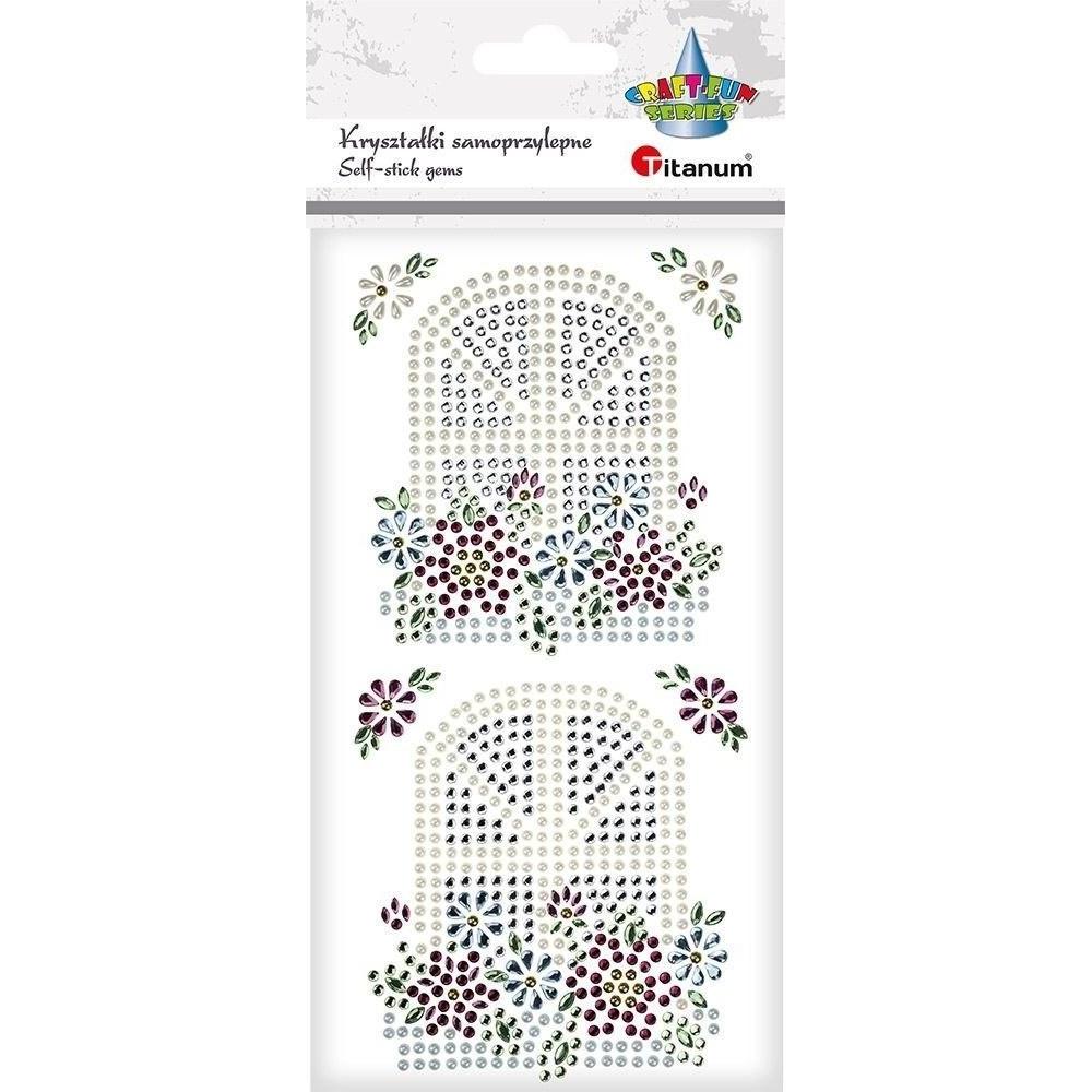 Titanum, Tavolino consolle, Selbstklebende Kristallfenster mit Blumen 2 Stk