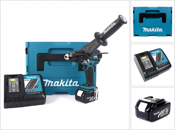 Produktbild Makita DHP 458 RF1J Akku Schlagbohrschrauber 18V 91Nm im Makpac + 1x 3,0 Ah Akku + Ladegerät