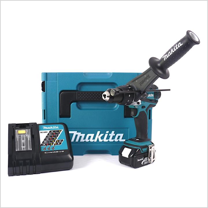 Produktbild Makita DHP 458 RF1J Akku Schlagbohrschrauber 18V 91Nm im Makpac + 1x 3,0 Ah Akku + Ladegerät