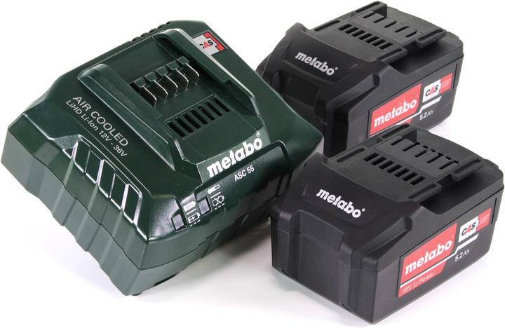 Produktbild Metabo Akku Basis Set 18V mit 2x Akku 5,2Ah ( 625592000 ) + Ladegerät ASC 55 ( 627044000 ) (18 V)