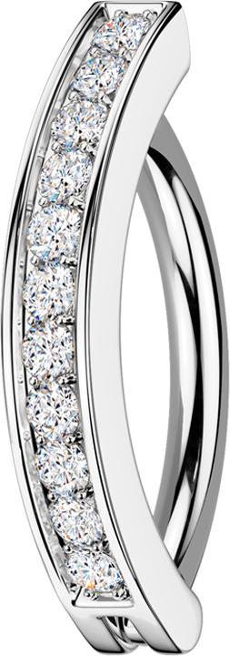 Actual product image Star Piercing Banana foldable silver shield crystals silver (Brass, Surgical steel 316L)