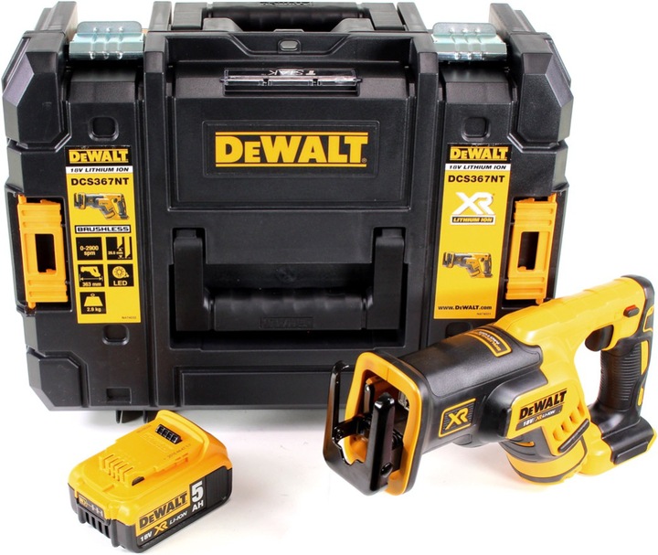 Actual product image DeWalt DCS 367 NT Cordless Reciprocating Saw 18V Brushless + 1x battery 5,0Ah + TSTAK - without charger