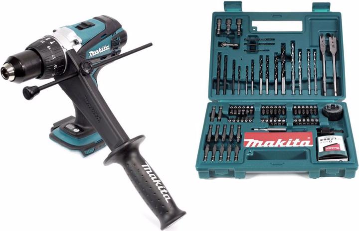 Immagine prodotto Makita DHP 458 Z Trapano avvitatore ad impulsi 18V 91Nm a batteria + Set di 100 punte per tra (Batteria ricaricabile)