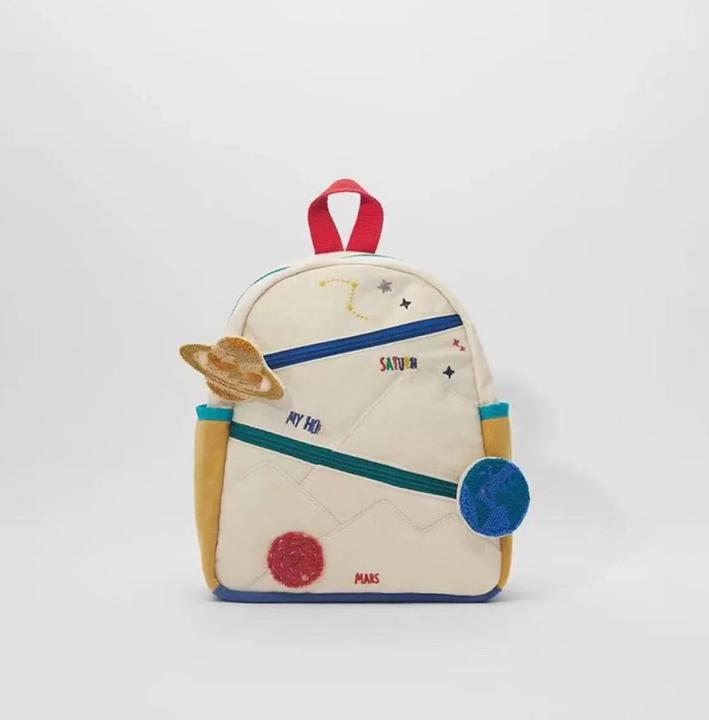 Only-Bags.Store Stickerei Sonne Langer Hals Kleiner Dinosaurier Rucksack Haken Haar bestickt Cartoon Leinwand