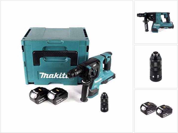 Actual product image Makita DHR 281 MJ Brushless cordless hammer drill 28 mm 2x 18 V for SDS-PLUS with quick-change chuck in M (Rechargeable battery operated)