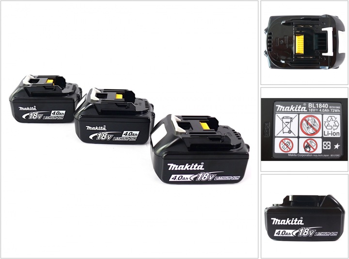 Produktbild Makita BL 1840 B 18 V - 4,0 Ah Li-Ion Akku 3er Pack (18 V)