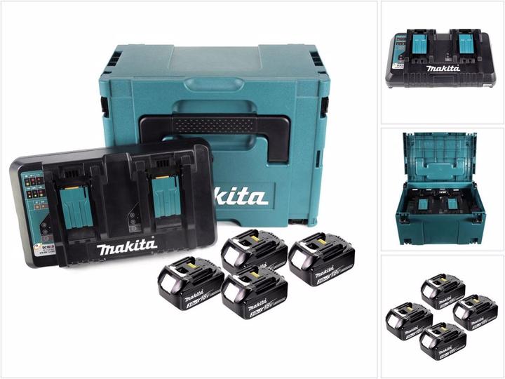 Produktbild Makita Power Source Kit 18V mit 4x BL1830B Akku 3,0Ah + DC18RD Doppelladegerät ( 197720-6 ) + Makpac (18 V)