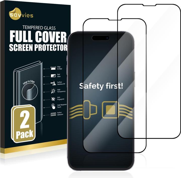 Produktbild Savvies Full-Screen Displayschutz Panzerglas Schutzglas (2 Stück, Apple iPhone 14 Pro Max)