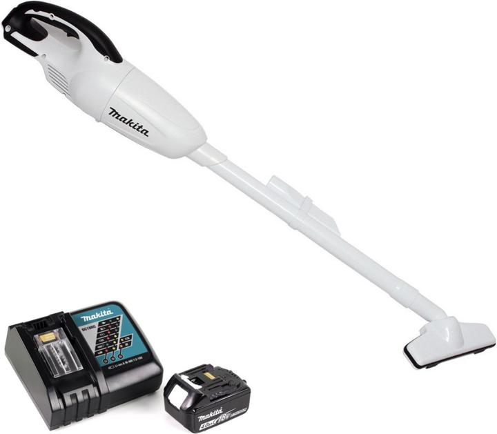 Produktbild Makita DCL 180 RM1 W 18 V Li-Ion Akku-Staubsauger Weiss + 1 x 4,0 Ah Akku + Ladegerät