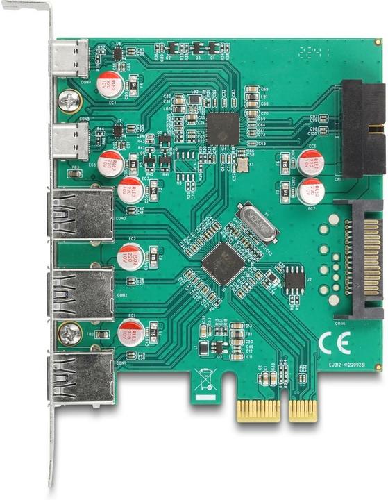 Immagine prodotto Delock Scheda USB 5 Gbps PCIe x1 a 3x prese esterne Type-A + 2x prese esterne USB Type-C e 1x presa