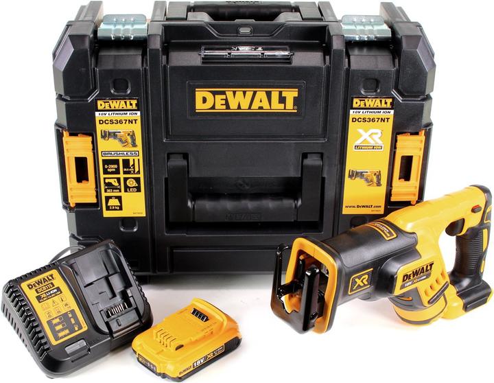 Productafbeelding DeWalt DCS 367 D1 Accu Reciprozaag 18V Borstelloze Sabelzaag + 1x Accu 2,0Ah + Lader + TSTAK