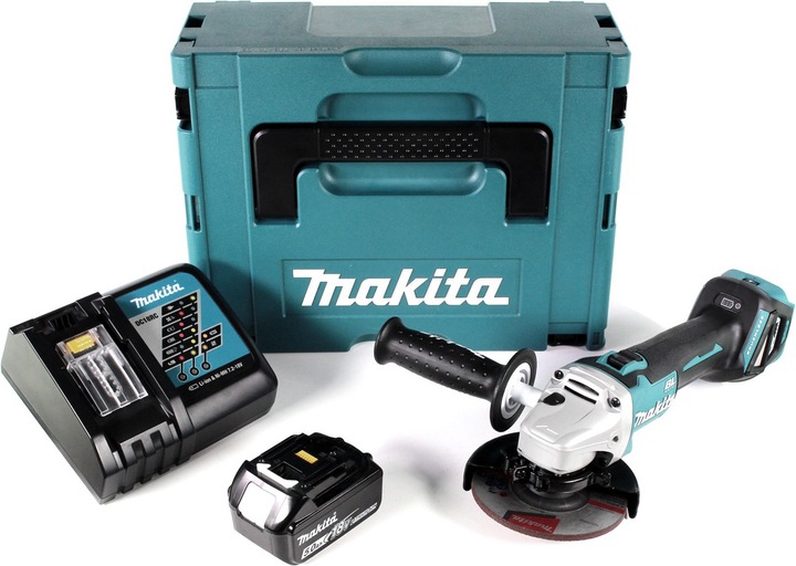 Actual product image Makita DGA 511 RT1J Battery angle grinder 18V 125mm Brushless + 1x battery 5.0Ah + charger + Makpac (125 mm)