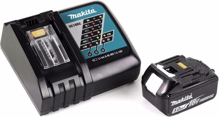 Actual product image Makita DBN 500 RT1J Battery upsetting nailer 15-50 mm 90° 18 V with 1x 5.0 Ah battery and charger in MakP