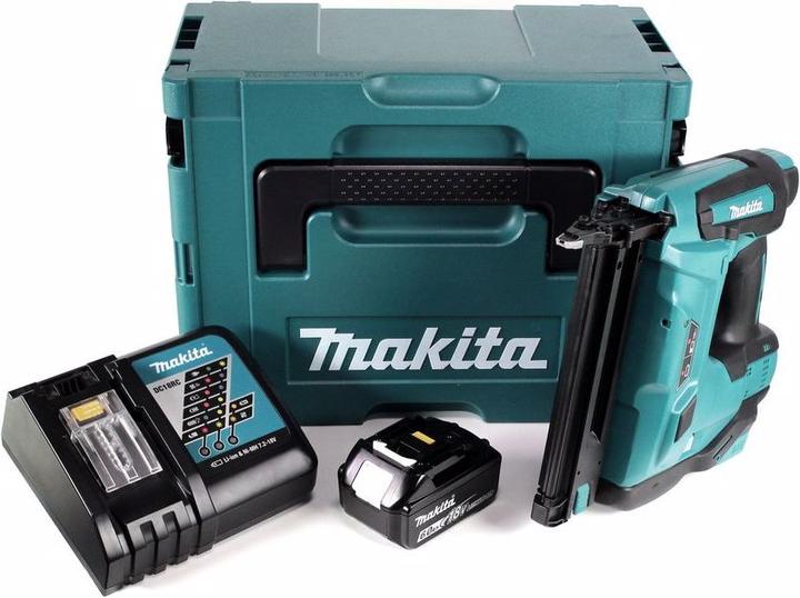Actual product image Makita DBN 500 RG1J Battery upsetting nailer 15-50 mm 90° 18 V with 1x 6.0 Ah battery and charger in MakP