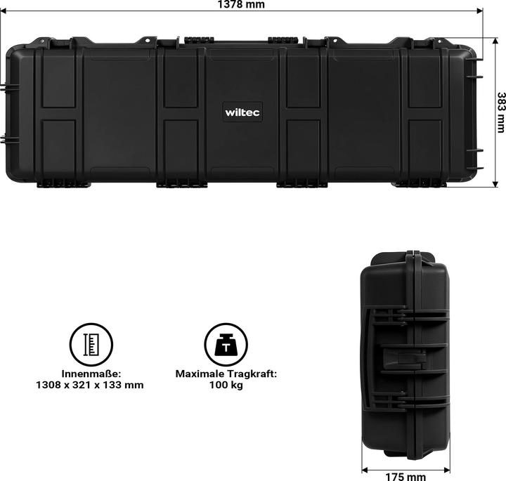 Produktbild Wiltec Waffenkoffer 137,8x38,3x17,5cm Langwaffen Gewehrkoffer Koffer Gewehr