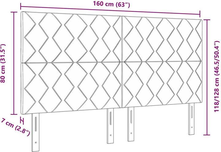 Produktbild VidaXL Kopfteil mit rosa Diamantblockdesign 160 cm Samt (160 x 40 x 7 cm)