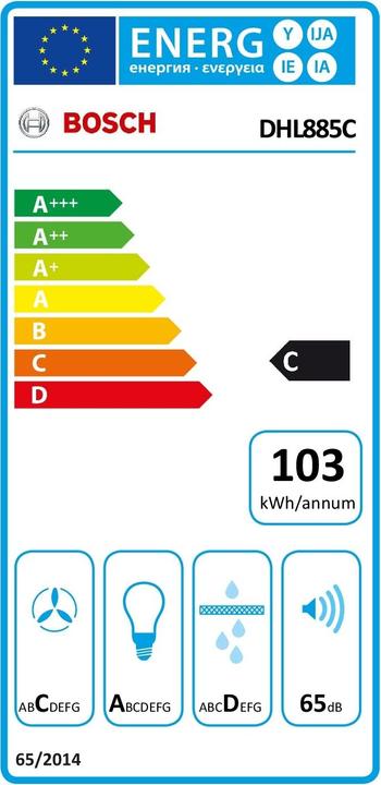 Label énergétique Bosch Hausgeräte Dhl885c (Hotte à tiroir)