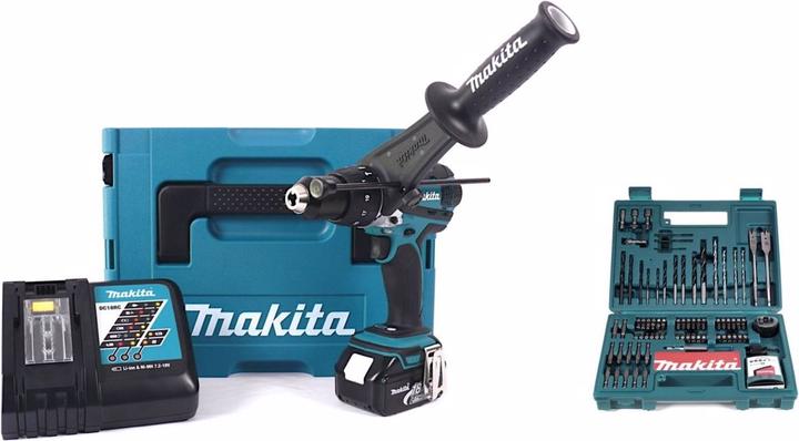 Actual product image Makita DHP 458 RF1J Battery impact drill 18V 91Nm + 1x 3,0Ah battery + charger + Bit & Drill (Rechargeable battery operated)
