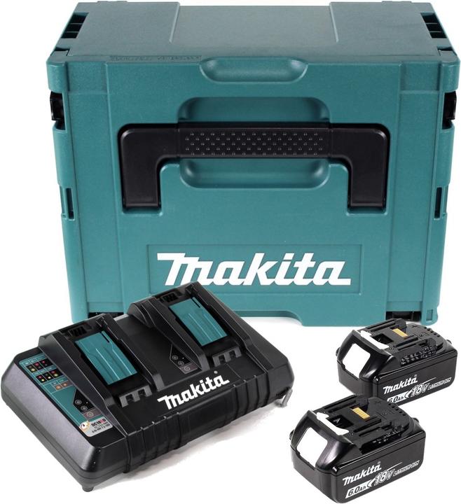 Actual product image Makita Power Source Kit Li 18V with 2x BL1860B battery 6.0Ah + DC18RD dual charger ( 199484-8 ) + Mak (18 V)