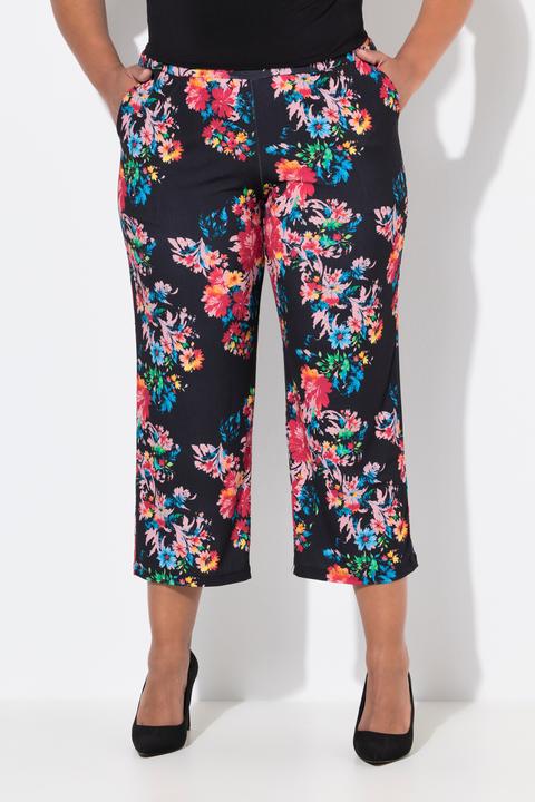 Image du produit Ulla Popken Pantalon 7/8 en jersey imprimé, jambe droite et taille élastique (62, 64)