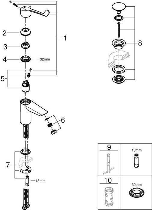 Actual product image Grohe EH-WTbatt EUROSMART 1/2inch, S-Size chrome