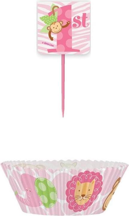 Produktbild Generic Safari 1. Geburtstag Muffinförmchen mit Stäbchen (48er Pack)