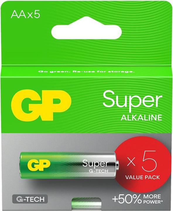 Produktbild GP Batteries LR6 5er-Pack GP Super Alkaline (G-TECH) (5 Stk., AA)
