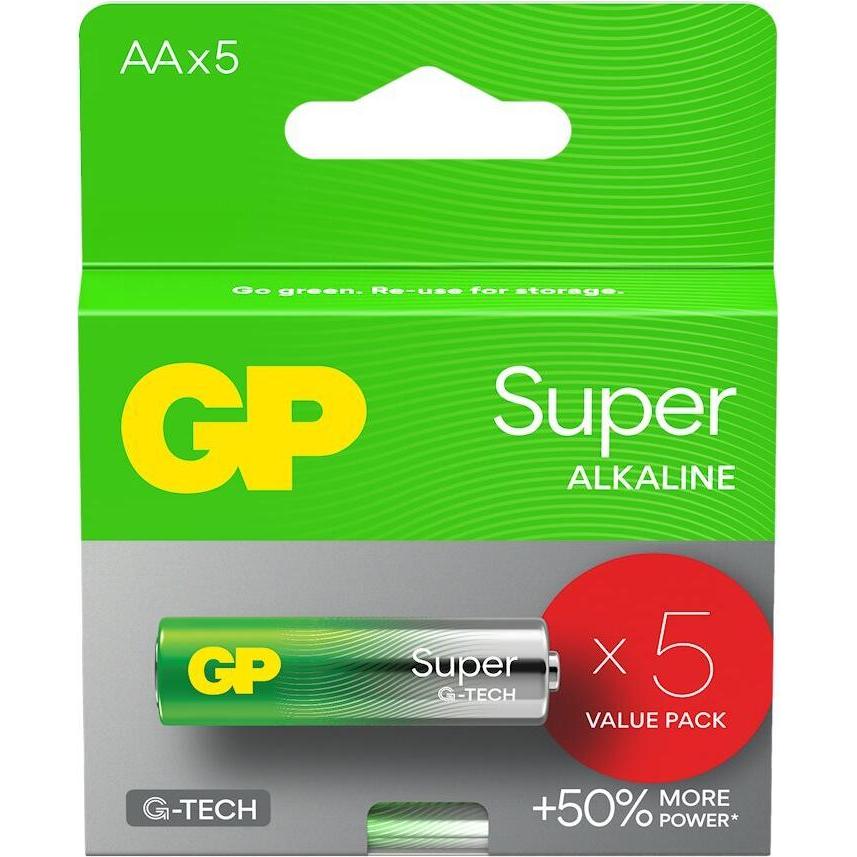 GP Batteries LR6 5er-Pack GP Super Alkaline (G-TECH) (5 pz., AA), Batterie + pile