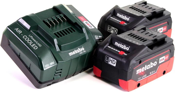 Produktbild Metabo LiHD 2x Akkupack 18V 8,0Ah ( 625369000 ) + Ladegerät ASC 145 ( 627378000 ) (18 V)