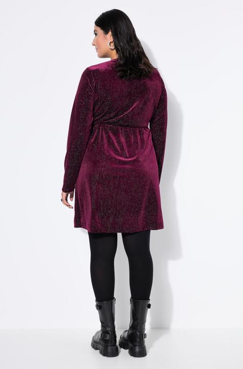 Produktbild Studio Untold Samtkleid, A-Line, Glitzereffekt, Wickeloptik, Langarm (54)