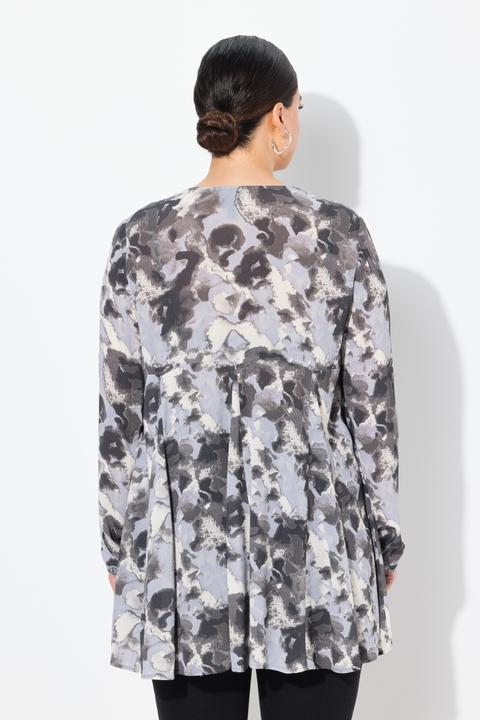 Immagine prodotto Ulla Popken Blusa dal taglio svasato con stampa, scollo rettangolare e maniche lunghe (58)