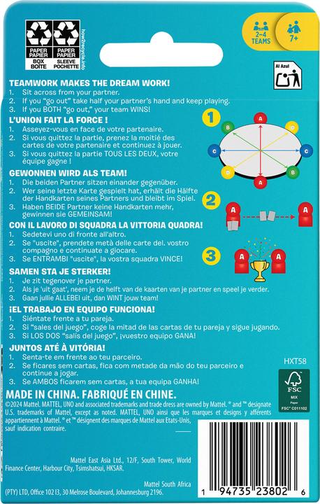 Produktbild Mattel Games Uno Teams (Deutsch, Italienisch, Portugiesisch, Französisch, Englisch, Niederländisch, Spanisch, Schweizerdeutsch)