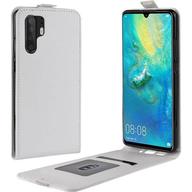 Thumbnail - MU Classic Leder Flipcase Hülle (Huawei P30 Pro), Smartphone Hülle, Weiss