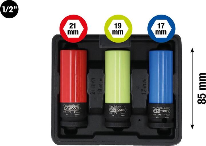 Produktbild KS Tools Stecknuss Satz (21 mm, 18 mm, 20 mm, 19 mm, 17 mm)