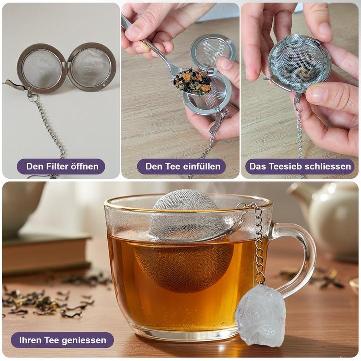 Actual product image Gewürzladen Näfels Teesieb mit Bergkristall-Anhänger, Teeei, Teekugel, Gewürzsieb