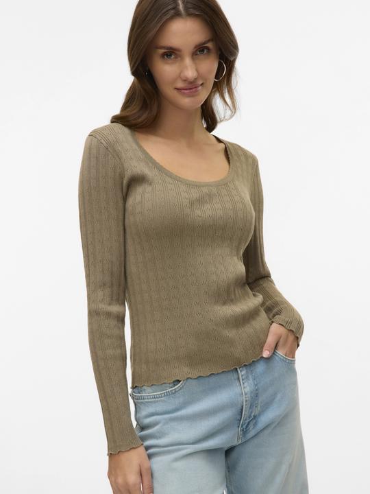 Produktbild Vero Moda Willow Pointelle Langarm Pullover mit U-Ausschnitt (XS)