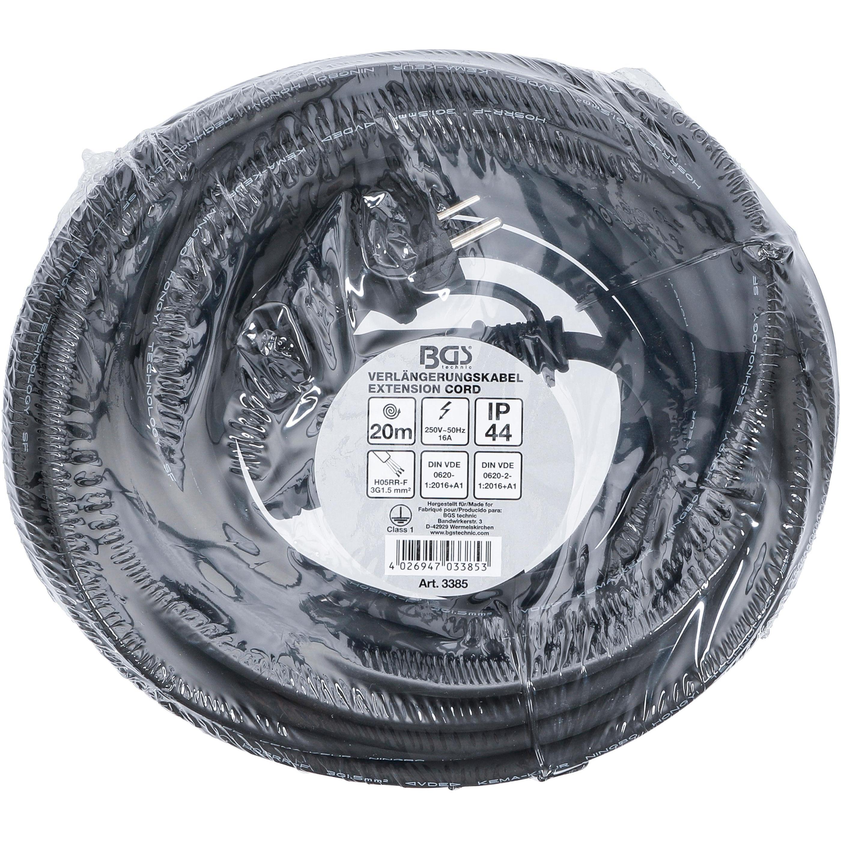 Thumbnail - BGS, Kabelrolle, Verlängerungskabel 20 m 3 x 1,5 mm² IP 44 (20 m, 1.50 mm²)