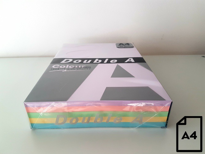 Produktbild Double A Farbiges Papier, 80 g, A4, 500 Blatt, Regenbogen 3, 5 Farben Ozean, Käse, Lagune, Flamingo (80 g/m², 500 x, A4)