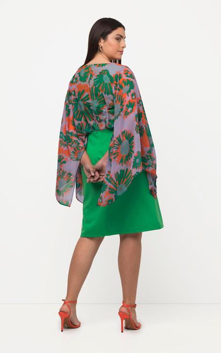 Immagine prodotto Ulla Popken Abito midi con corpino in chiffon, foglie, scollo a V e maniche lunghe (46, 48)