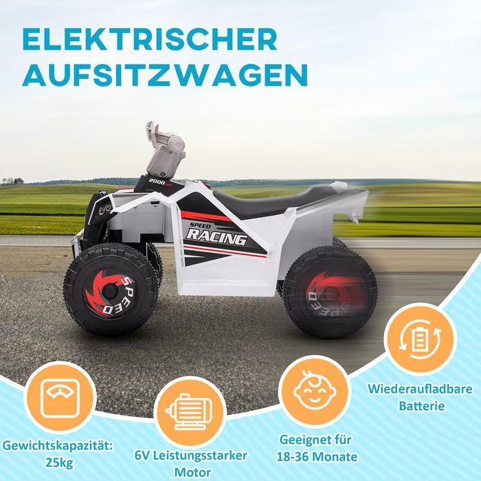 Produktbild Swisshandel24 Elektro Kinderquad, Elektroquad, Vorwärts-, Rückwärtsfunktion, 6V, 1,5-3 Jahre, 2,5 km/h, Weiss (6 V)