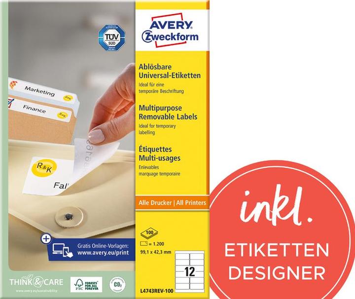 Immagine prodotto Avery Etichette universali, ablösbar