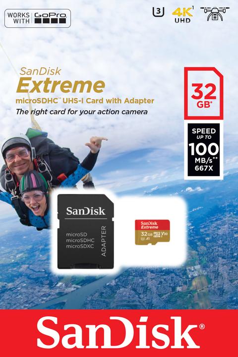 Immagine prodotto SANDISK Extreme UHS-I V30 for Action Cam (32 GB, microSDHC, U3, UHS-I)