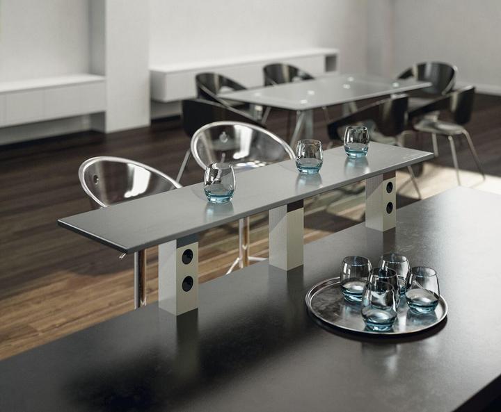 Produktbild EBB Barkonsole Jumbo Power Station 80 x 80 x 170 schräg Aluminium schwarz