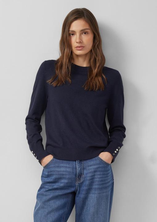 Produktbild s.Oliver Strickpullover Feinstrickpullover aus Viskosemix mit Zierknöpfen (34)