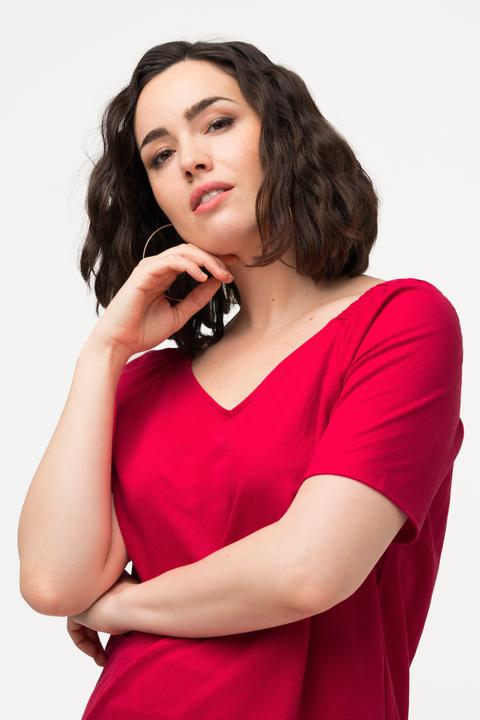 Produktbild Ulla Popken Shirtbluse, Kräuselungen, V-Ausschnitt, Halbarm (50, 52)