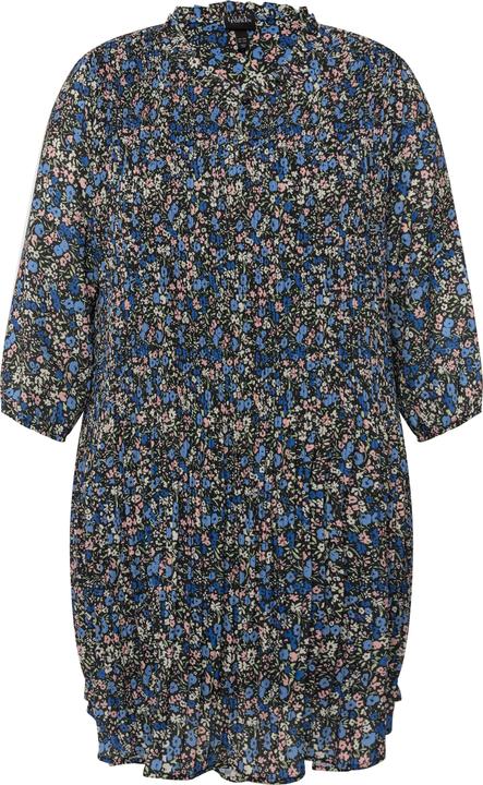 Produktbild Ulla Popken Plissee-Minikleid, Blüten, Rüschen, Stehkragen, 3/4-Arm (50, 52)